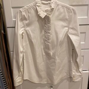 Vineyard Vines,00, white popover blouse with ribbon ruffle